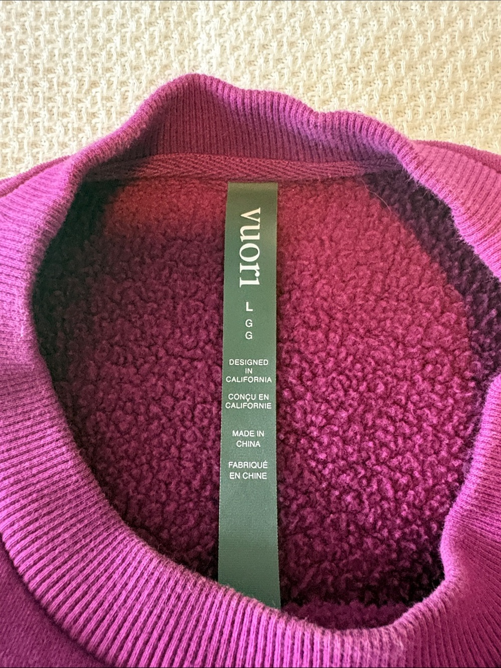 Vuori Women’s Crewneck Sweatshirt Deep Magenta, Large - Picture 3 of 6